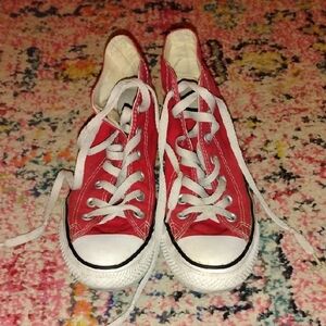 Converse Red Canvas Low-Top Sneakers with White Laces
